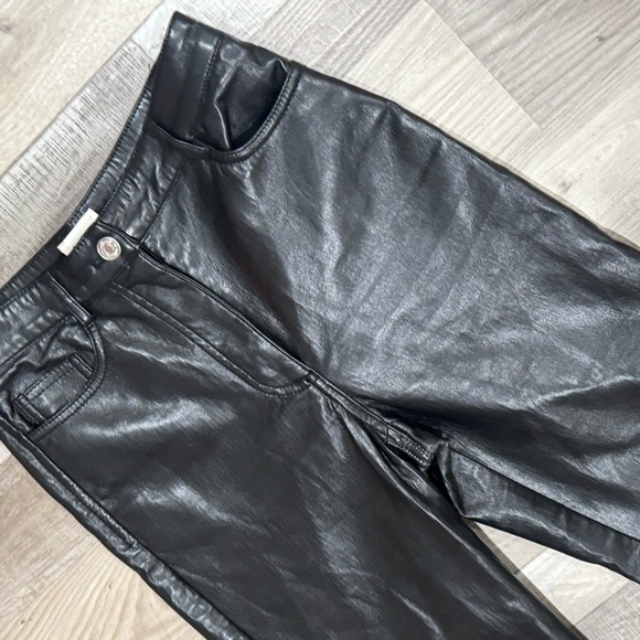 Aritzia Wilfred Faux Leather Pants Straight Leg Black Color size 0 ❤️ - Picture 7 of 8